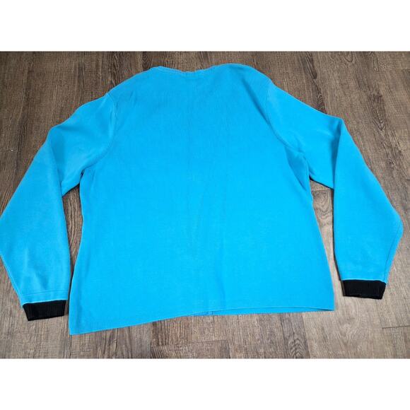 Foxcroft Bright Blue Black Thin Cardigan Sweater Button Front Size XL - Picture 4 of 4
